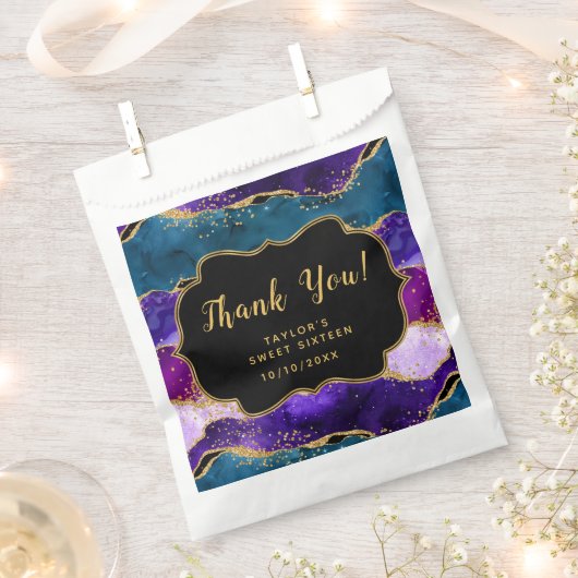 Sachets En Papier Sweet sixteen de Merci d'agate bleu violet (Coupé)