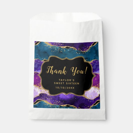 Sachets En Papier Sweet sixteen de Merci d'agate bleu violet (Devant)