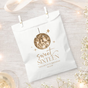 Sachets En Papier Sweet sixteen Gold Disco Ball 16e fête d'anniversa
