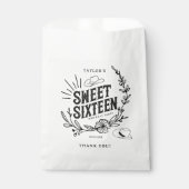 Sachets En Papier Sweet sixteen noir et blanc rustique (Devant)