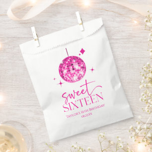 Sachets En Papier Sweet sixteen Pink Disco Ball 16e fête d'anniversa