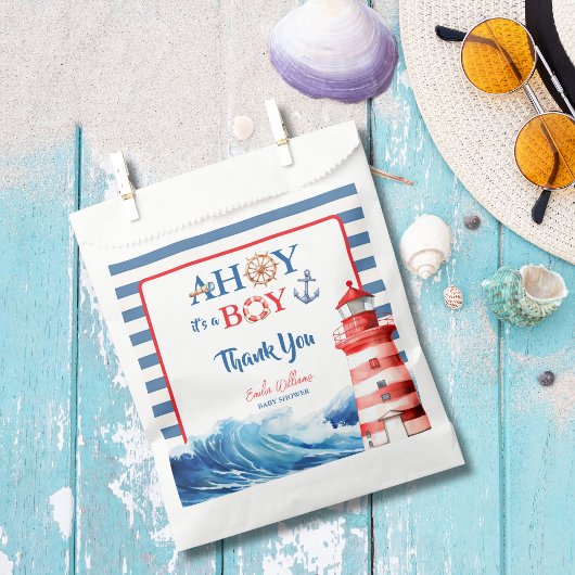 Sachets En Papier Sweet Striped Blue Red Nautical Ahoy Boy 