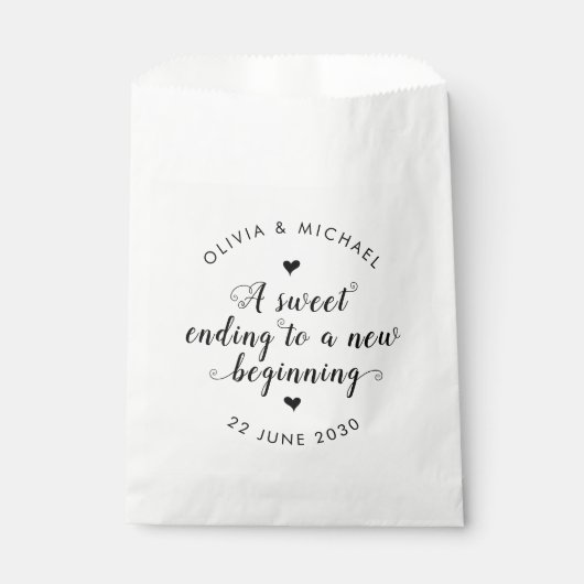 Sachets En Papier Sweet Terminer le nouveau Mariage de début simple  (Devant)