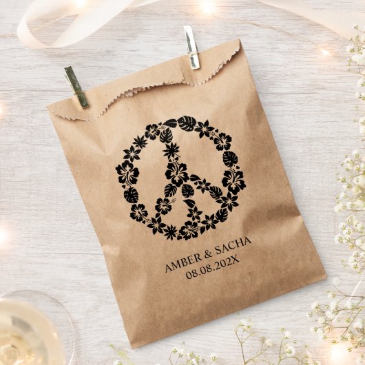 Sachets En Papier Sympathique Floral Peace Signal Luau Party Favoris (Coupé)