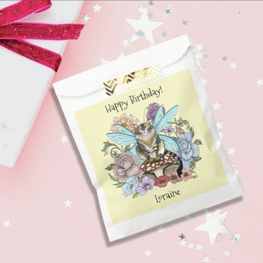 Sachets En Papier Tabby Fairy Cat Mushroom Floral