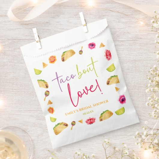 Sachets En Papier Taco à propos d'amour ! Fête de douche de mariage (Coupé)