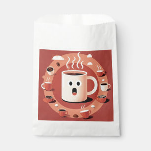 Sachets En Papier Tasses à café de dessin animé marrantes marrons
