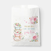 Sachets En Papier Tea Party Anniversaire Fille Rose & Or Floral Par (Devant)