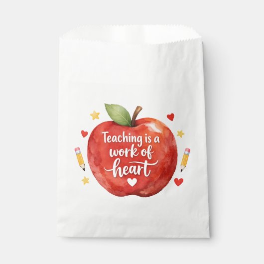 Sachets En Papier Teaching Is a Work of Heart Teacher Favor Bags (Devant)