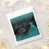 Sachets En Papier Teal Blue Dress Faux Glitter Sweet 16 Birthday (Coupé)