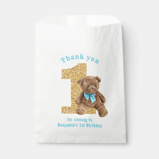 Sachets En Papier Teddy Bear 1er Anniversaire Favoriser Sac (Devant)