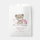 Sachets En Papier Teddy Bear 1er Anniversaire Pink Faveur Sac (Devant)
