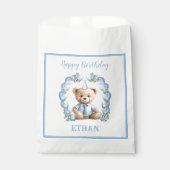 Sachets En Papier Teddy Bear Anniversaire Petit Garçon Bleu Faveur S (Devant)