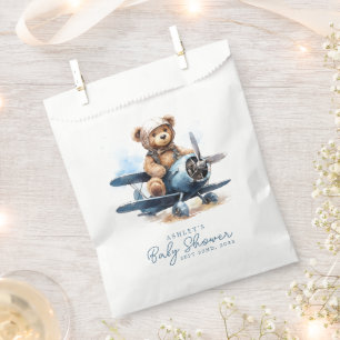 Sachets En Papier Teddy Bear Avion Aquarelle Baby shower garçon
