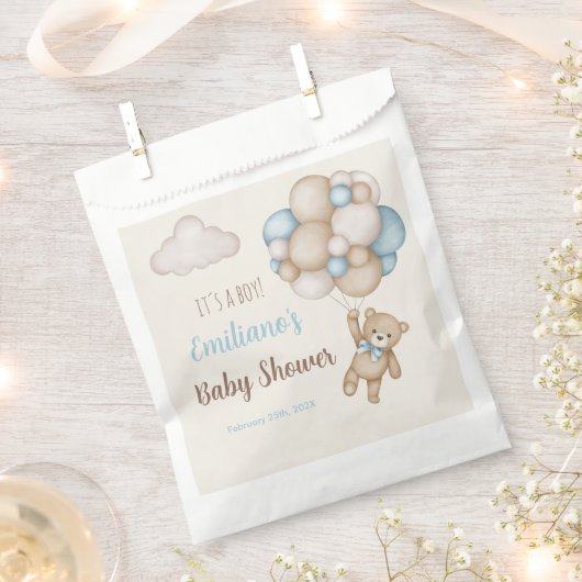 Sachets En Papier Teddy Bear Baby shower Boy (Coupé)