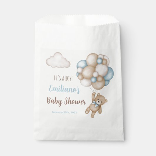 Sachets En Papier Teddy Bear Baby shower Boy (Devant)