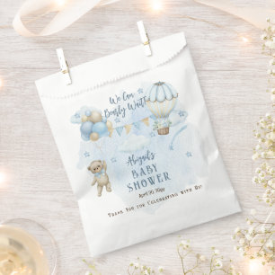 Sachets En Papier Teddy Bear Balloons Garçon Bearly Wait Baby shower