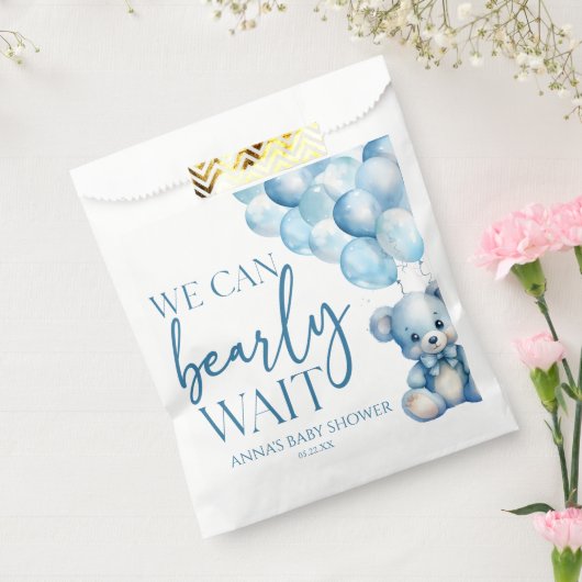 Sachets En Papier Teddy Bear Bleu Nous Pouvons Bearly Wait Baby show (Scellé)