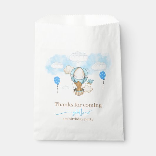 Sachets En Papier Teddy Bear Hot Air Balloon fille anniversaire Merc (Devant)