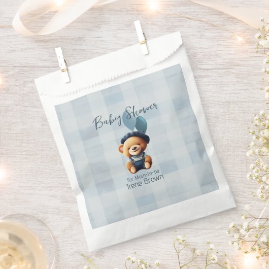 Sachets En Papier Teddy Bear Jean Baby shower Bleu (Coupé)