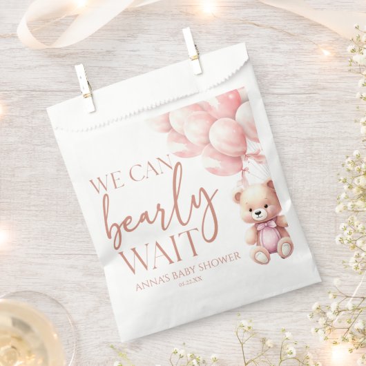 Sachets En Papier Teddy Bear Pink Nous Pouvons Bearly Wait Baby show (Coupé)
