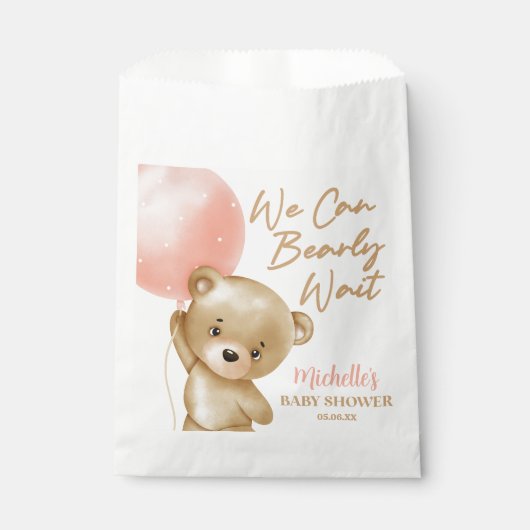Sachets En Papier Teddy Bear Pink Nous Pouvons Bearly Wait Baby show (Devant)