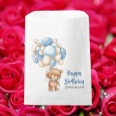 Sachets En Papier Teddy Boy Joyeux Anniversaire - Blanc