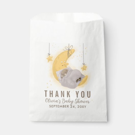 Sachets En Papier Teddy Lune Lune Baby shower neutre Merci (Devant)