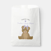 Sachets En Papier Teddy Ours pourpre Bow fille Baby shower Merci (Devant)