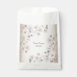 Sachets En Papier Tenue de Mariage Fleurie Brun Clair Élégant Coeur