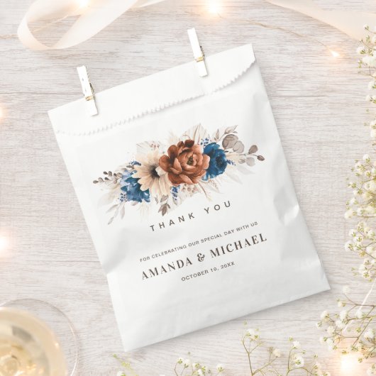 Sachets En Papier Terracotta Marine Bleu Pampas Grass Mariage rustiq (Coupé)