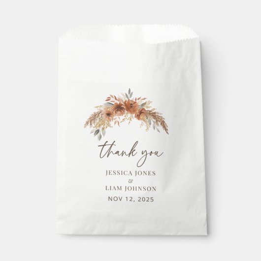 Sachets En Papier Terracotta Rustic Fall Floral Mariage Merci (Devant)