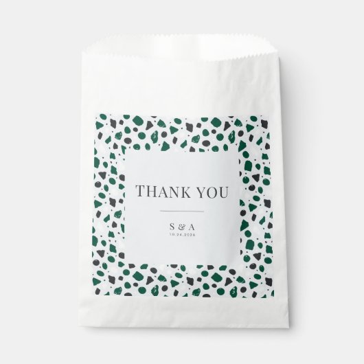 Sachets En Papier Terrazzo Émeraude Moderne & Confettis (Devant)