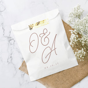 Sachets En Papier Terre cuite   Mariage de monogramme de filigrane d
