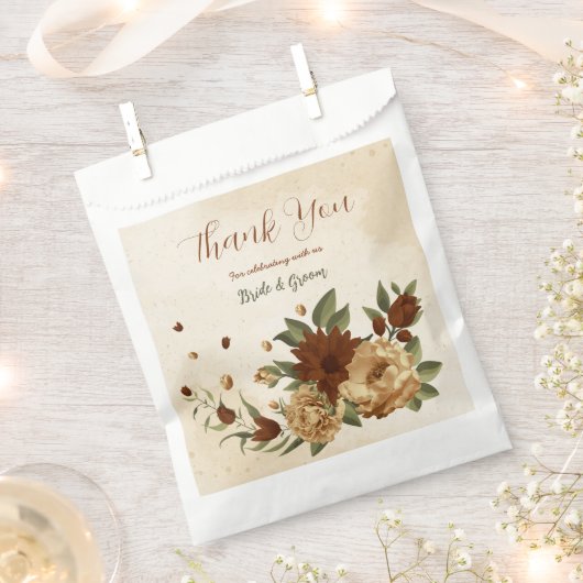 Sachets En Papier terre cuite rustique fleurie mariage (Coupé)