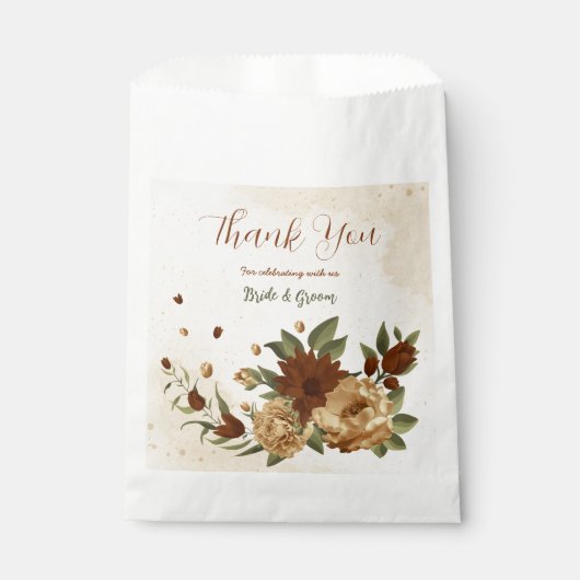 Sachets En Papier terre cuite rustique fleurie mariage (Devant)