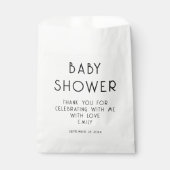 Sachets En Papier Texte moderne noir blanc Merci Baby shower (Devant)