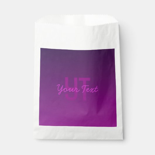 Sachets En Papier Texte monogramme modifiable moderne & Ombre violet (Devant)