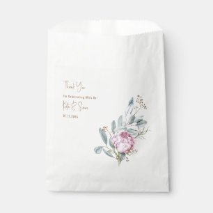 Sachets En Papier Texte rose Floral Or Mariage blanc