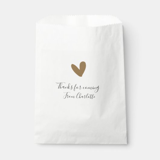 Sachets En Papier thanks for coming add name text message gold heart (Devant)