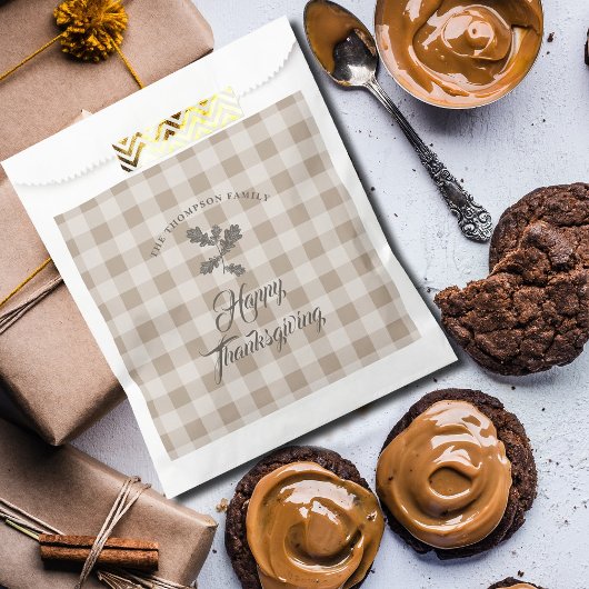Sachets En Papier Thanksgiving Fall Folid Feuilles Brown Plaid
