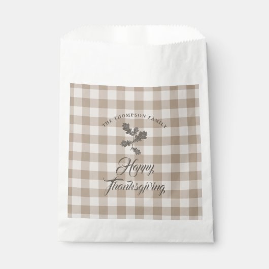 Sachets En Papier Thanksgiving Fall Folid Feuilles Brown Plaid (Devant)