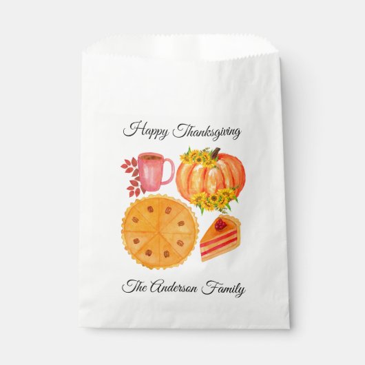 Sachets En Papier Thanksgiving Orange Citrouille tarte ami (Devant)