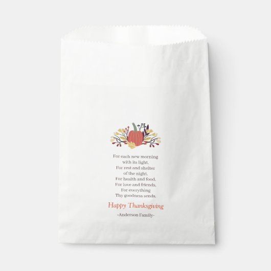 Sachets En Papier Thanksgiving Poem Pays Russe Citrouille Bouquet (Devant)