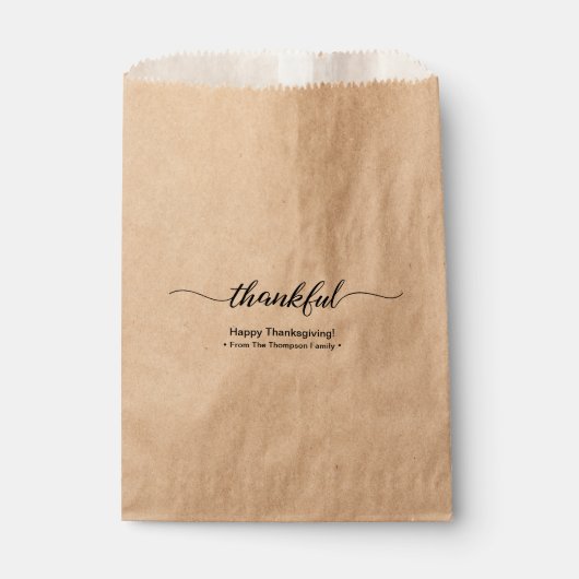 Sachets En Papier Thanksgiving | Thankful Script élégant (Devant)