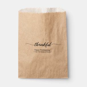 Sachets En Papier Thanksgiving   Thankful Script élégant