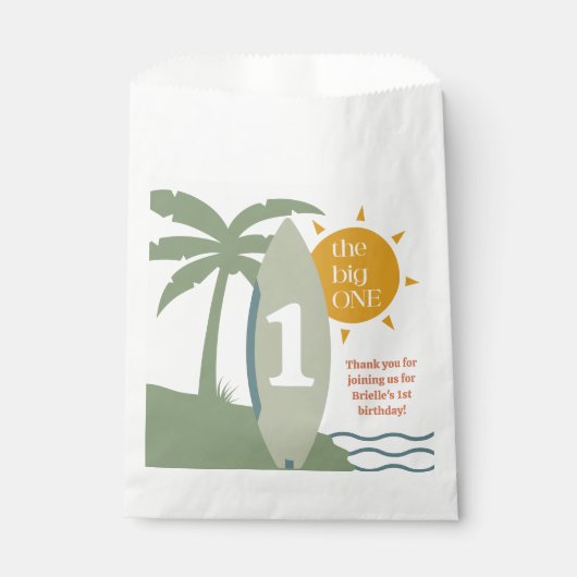 Sachets En Papier "The big ONE" Surboard Ocean First Birthday Party (Devant)