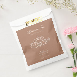 Sachets En Papier Thé de l'après-midi Mariage Rose Dessiné à la Main