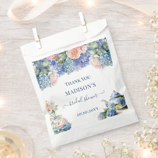 Sachets En Papier Thé de mariage Hydrangea Bleu (Coupé)