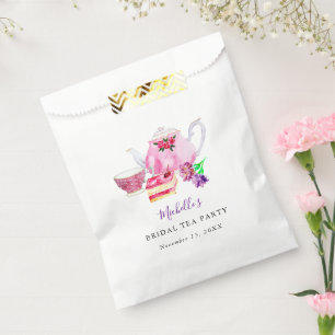Sachets En Papier Théière violette pour fête de douche de mariée en 